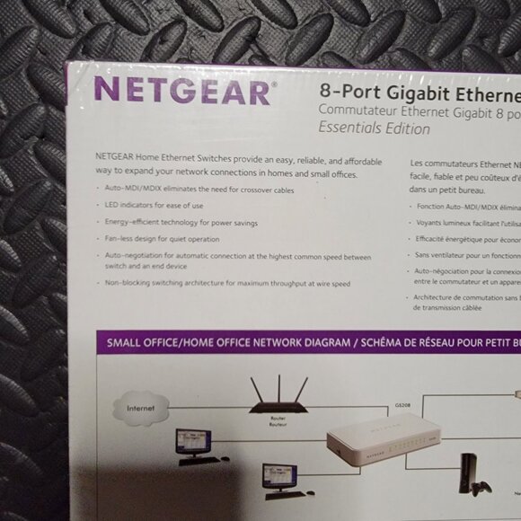 NETGEAR 8-Port Gigabit Ethernet Unmanaged Switch, Model No. GS208, New in Box - Picture 2 of 11